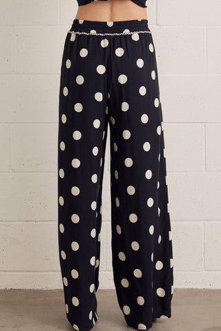 Polka dot wide leg pants