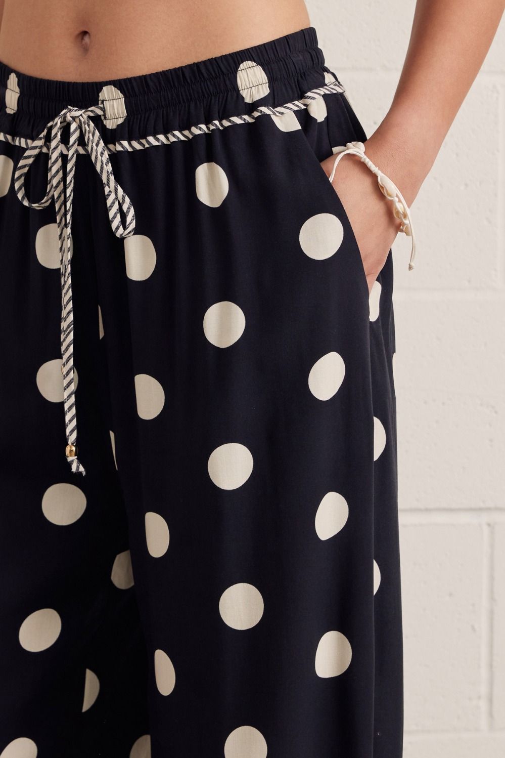 Polka dot wide leg pants