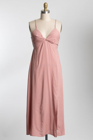 CHEST TWIST DETAIL WITH BACK SMOCKED CAMI MIDI DRESS