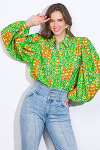 A Printed Woven Top
