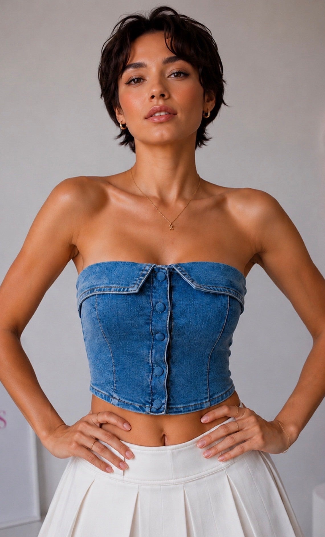 Denim Strapples tube top