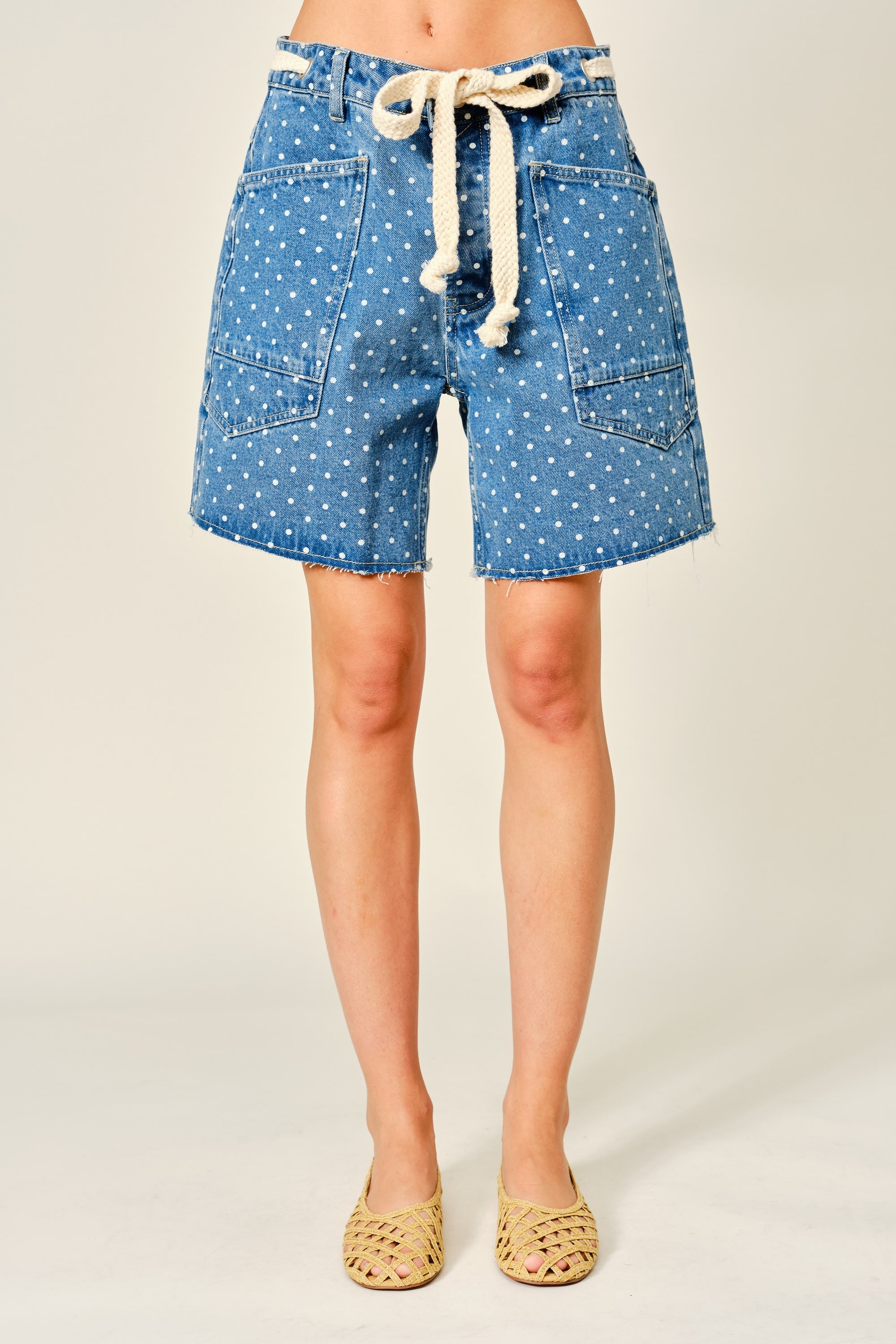 Small Polka Dot Barrel Shorts With Belt
