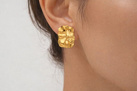 Sculptural Abstract Gold Plated Statement Earrings