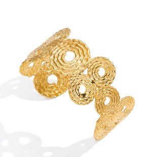 Textured Circular Link Statement Cuff Bracelet