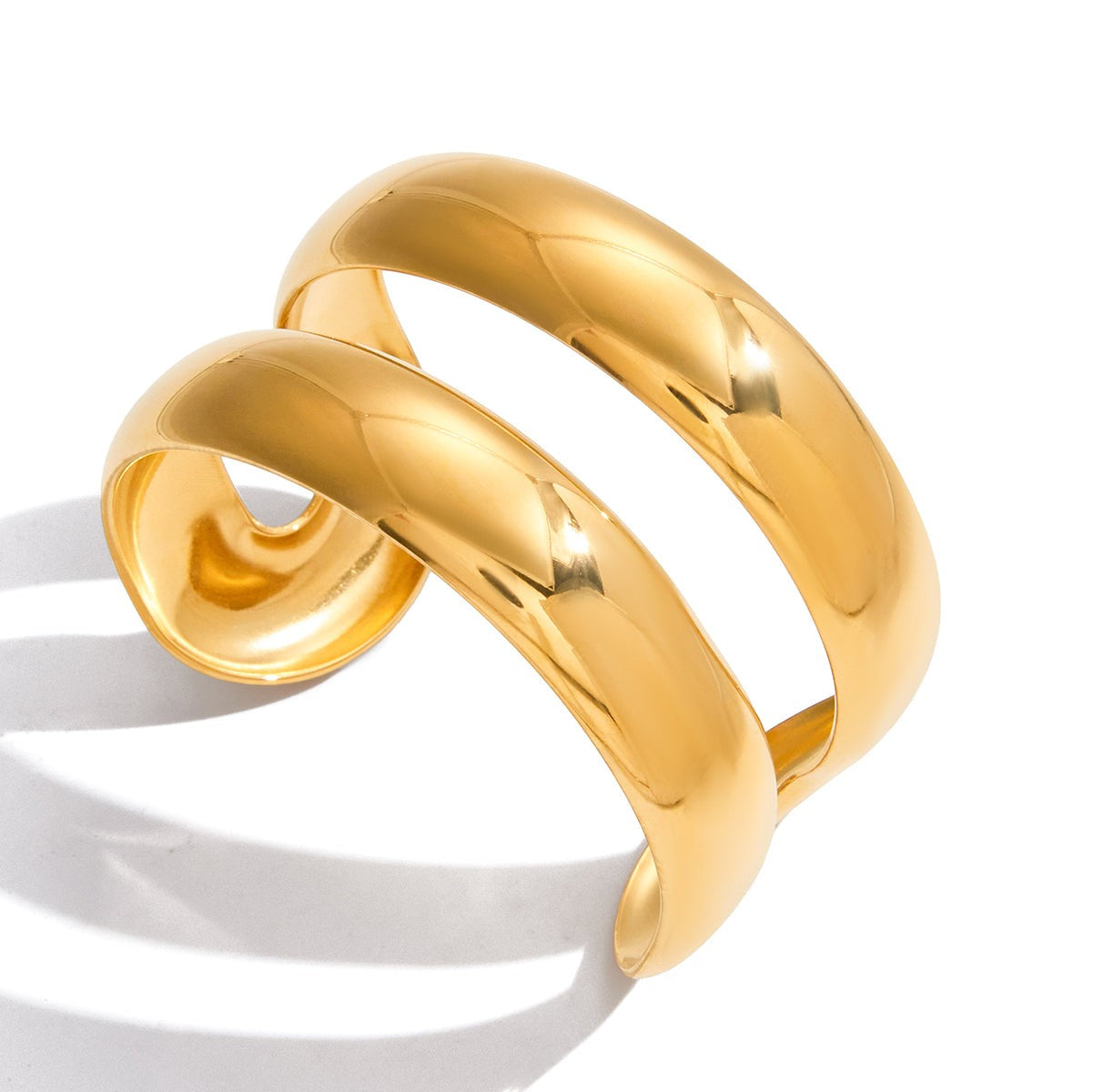 Double Band Polished Cuff Bracelet