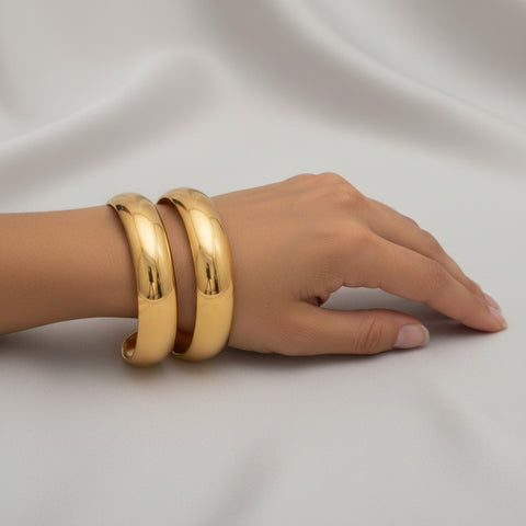 Double Band Polished Cuff Bracelet