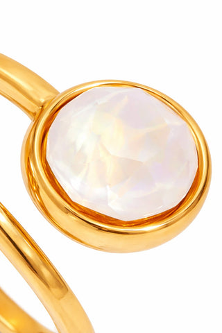 18k Stainless Steel Adjustable Double Zircon Ring