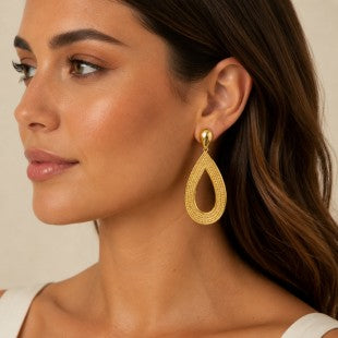 18k Stainless Steel Long Loop Earrings