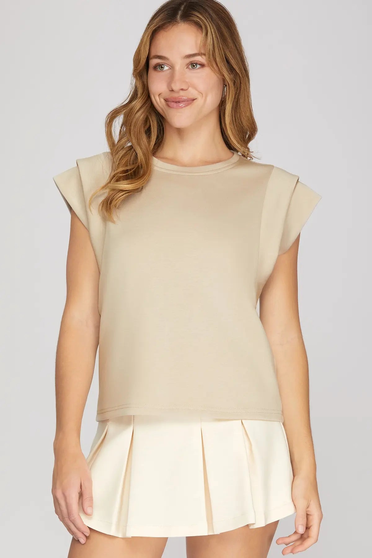 Double Band Sleeve Knit Top