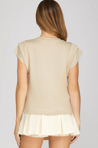 Double Band Sleeve Knit Top