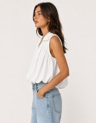 Cotton Poplin Bubble Hem Tank Top