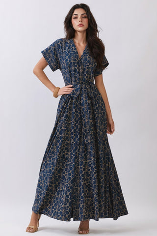 Embrace effortless style with this stunning navy floral maxi dress