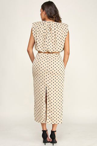 Short Sleeve Balloon Top with Midi Skirt Set