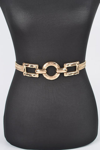 Hammered Metal Buckle Stretch Belt