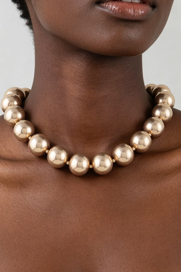 Polished Bead Charm Choker Necklace