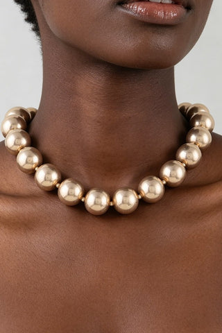 Polished Bead Charm Choker Necklace