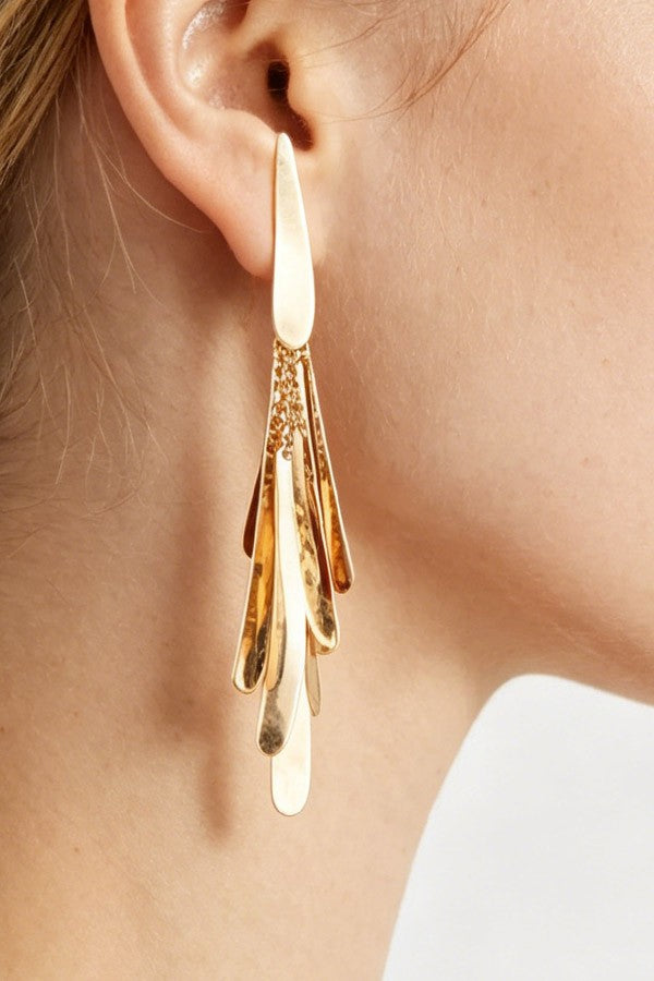 Polished Modern Feather Drop Earrings