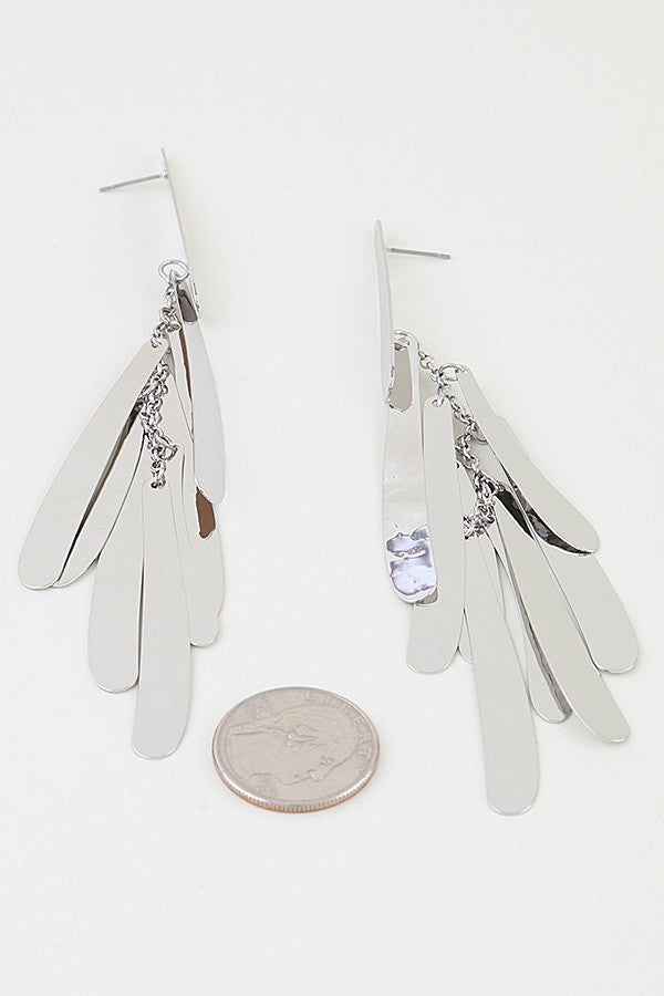 Polished Modern Feather Drop Earrings