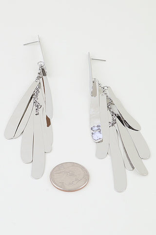 Polished Modern Feather Drop Earrings