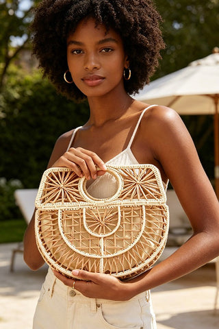Handmade Faux Straw Handle Bag