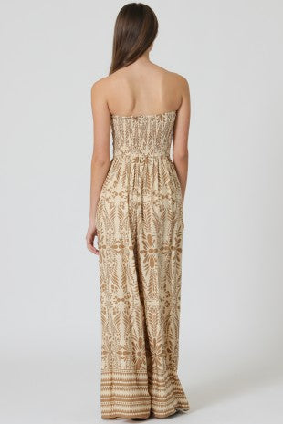 TUBE TIE FRONT CHEST SMOCKED BACK JUMPSUIT