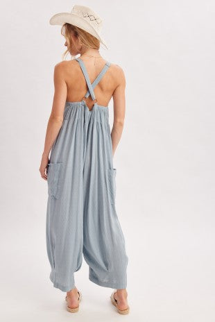 Boho Cross-back Relaxed Sleeveless Jumpsuit