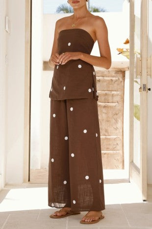 Polka Dot Tube Top And Pants Set