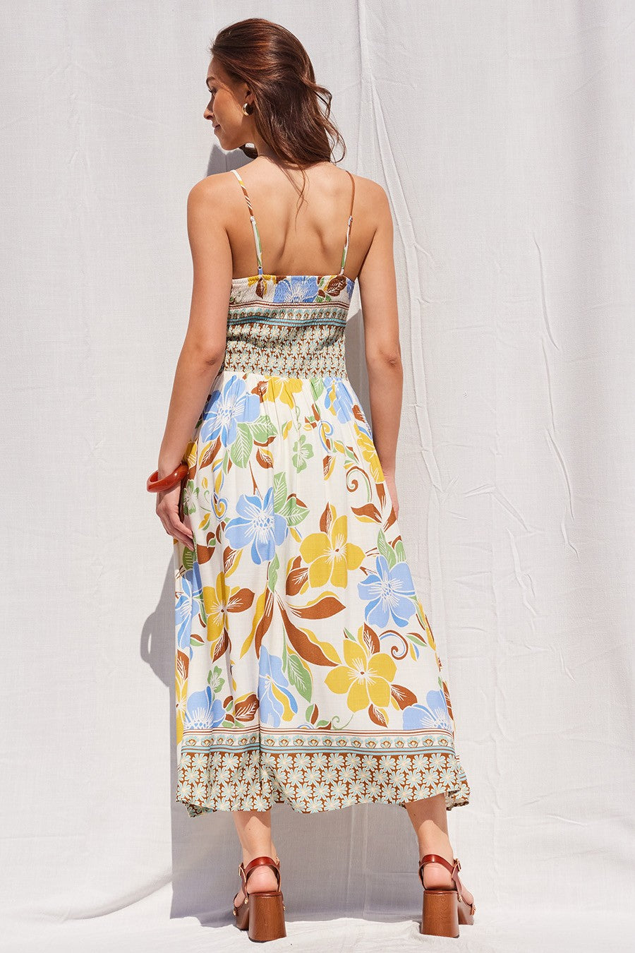Border Print Midi Dress