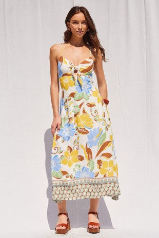 Border Print Midi Dress