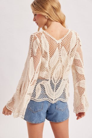 Open-work Scalloped Hem Crochet Top
