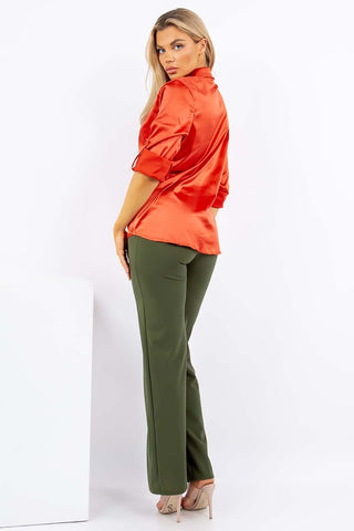 High-waisted, wide-leg pants