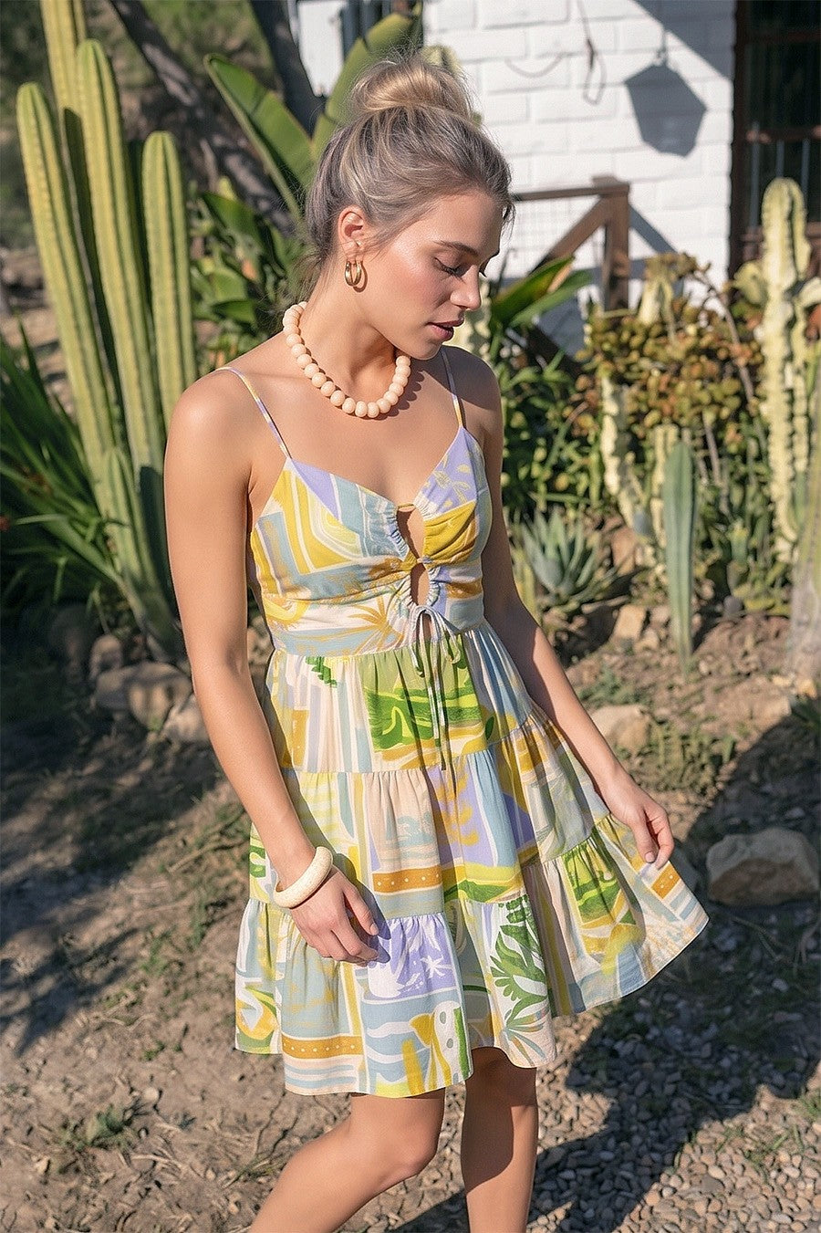 Printed Cut Out Mini Dress