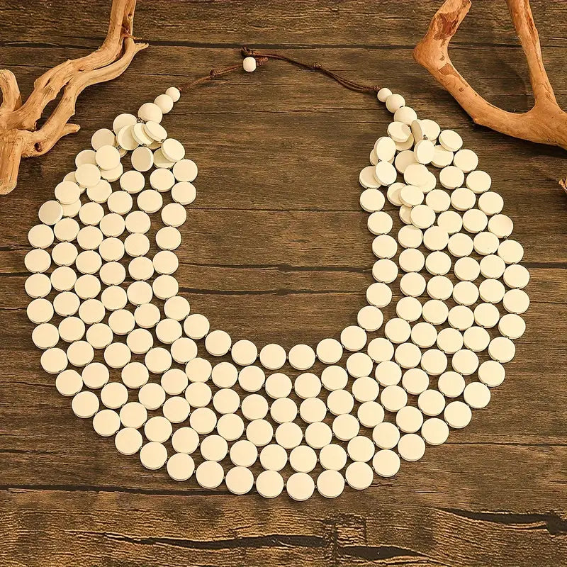 Multilayer Handmade Heavy Wood Necklace