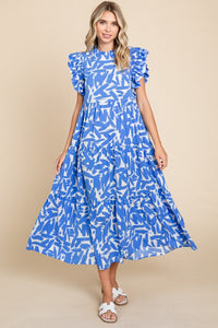 Print Tiered Layer Midi Dress