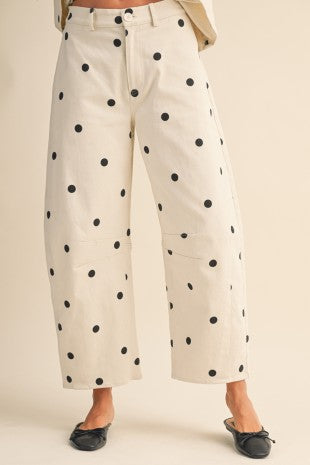 Polkadot Strapless Peplum Top And Barrel Pants Set