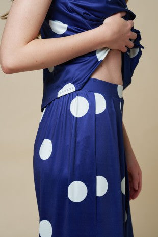 Polka Dot High Neck Sleeveless Top And Barrel Pant Set