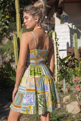 Printed Cut Out Mini Dress