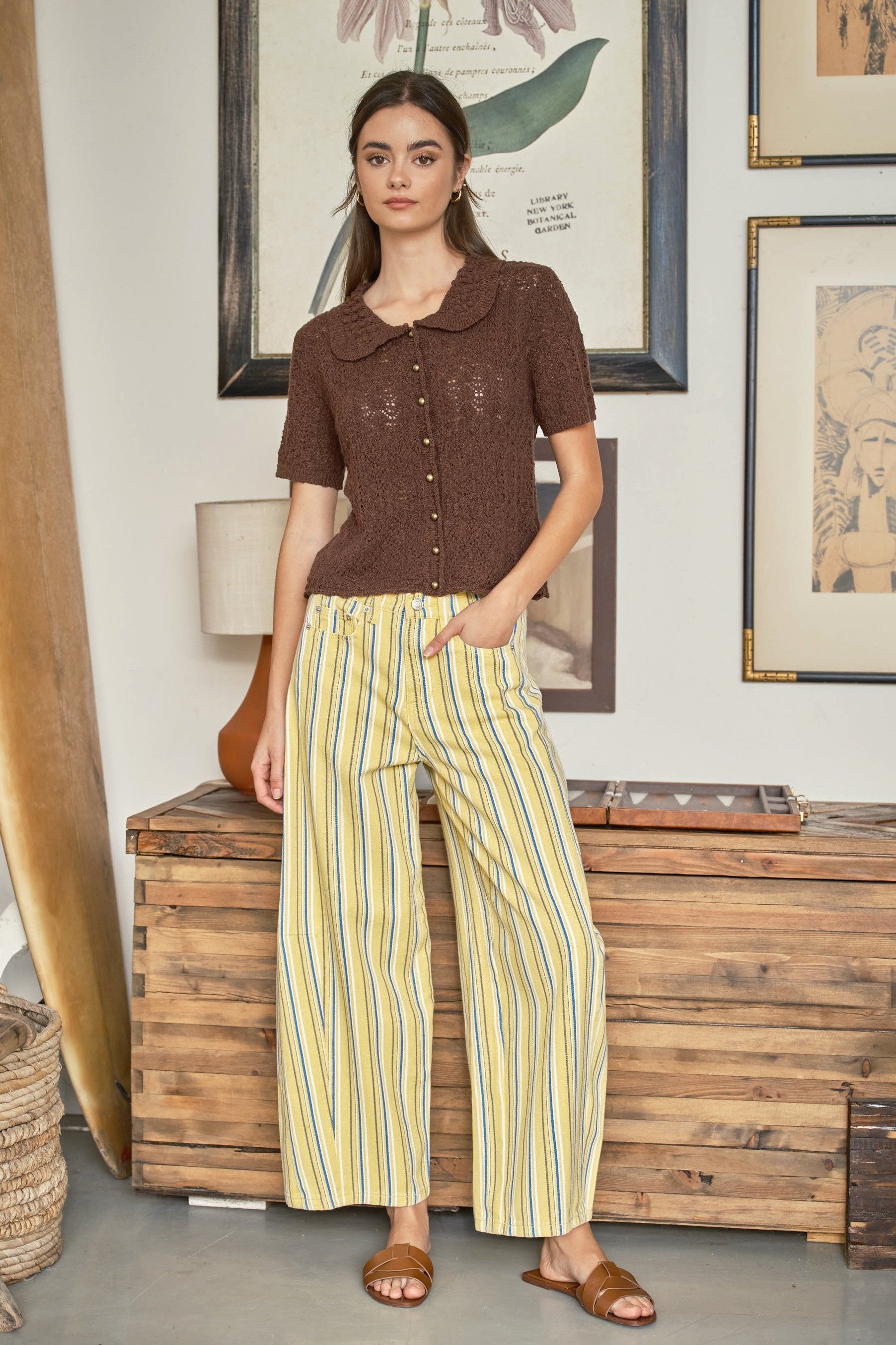 Color Stripe Barrel Pants