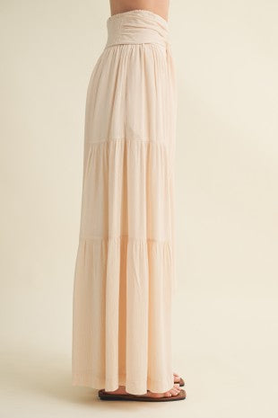 Smocked Tie-waist Tiered Palazzo Pant