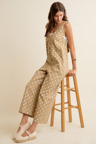 Polka Dot Jumpsuit Overalls With Adjustable Strap