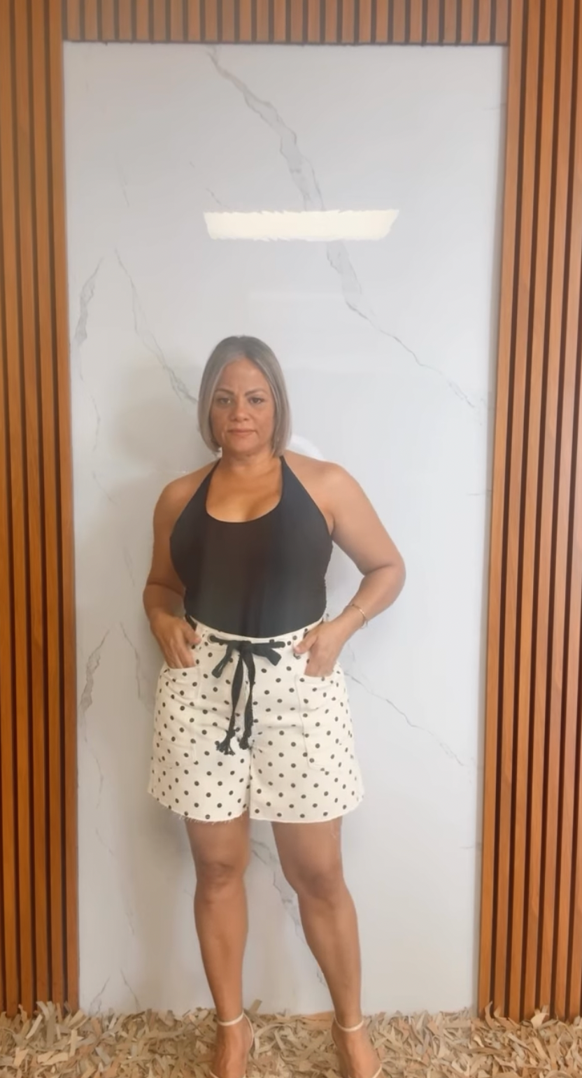 Small Polka Dot Barrel Shorts With Belt