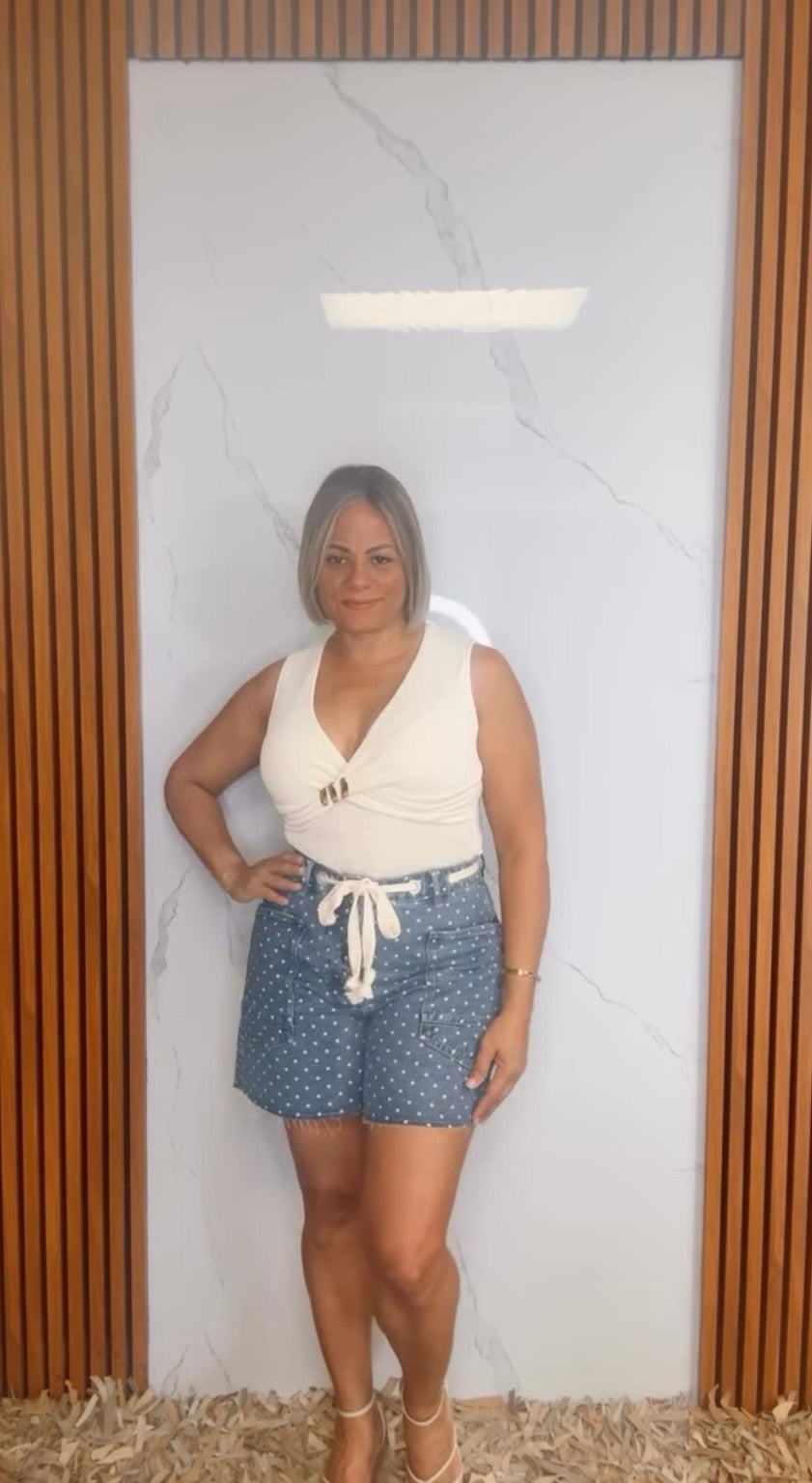 Small Polka Dot Barrel Shorts With Belt