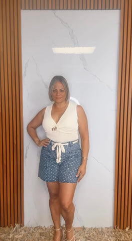 Small Polka Dot Barrel Shorts With Belt