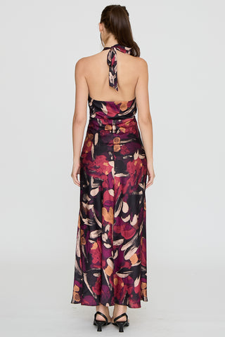 HALTER TIE NECK BIAS MAXI DRESS