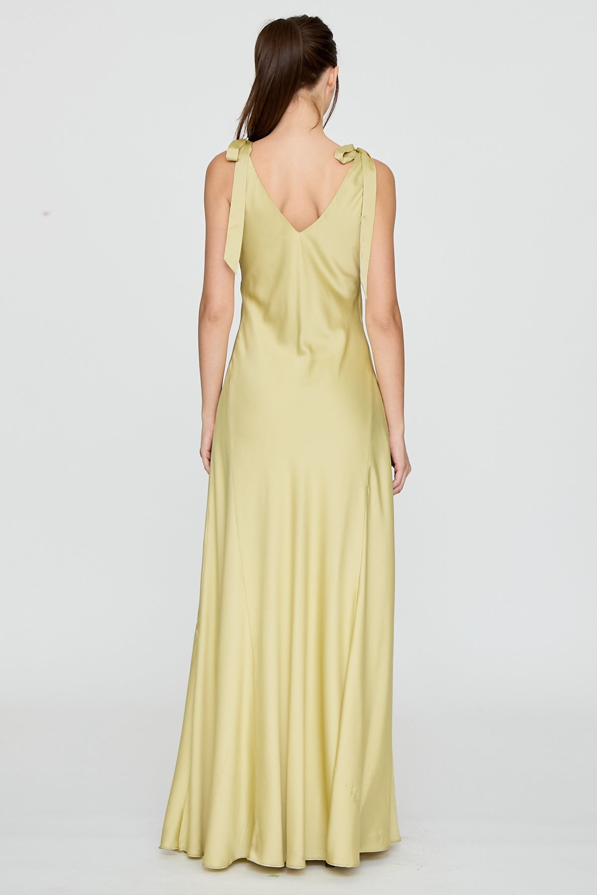 SHOULDER TIE BIAS CUT MAXI DRESS