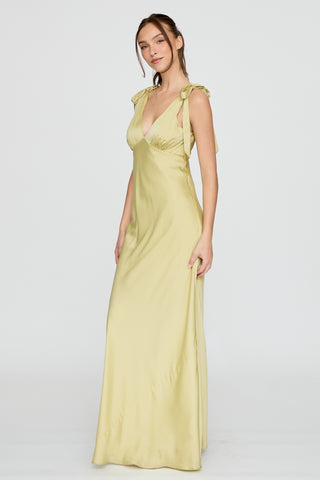 SHOULDER TIE BIAS CUT MAXI DRESS