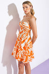 Sweetheart Twist Front Cut Out Woven Print Dress