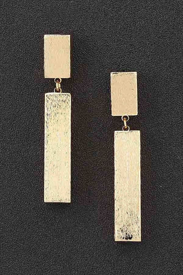 Brushed Geometric Bar Drop Earrings