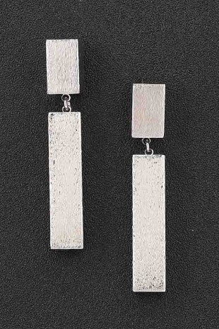 Brushed Geometric Bar Drop Earrings