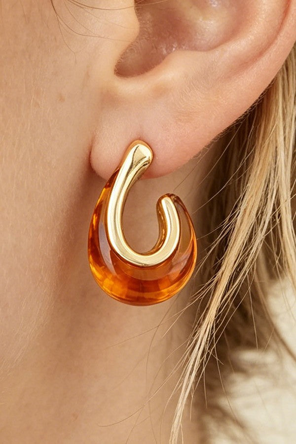 Tortoise Stone Anchor Hoop Earrings